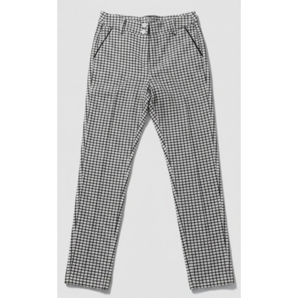 Love University Checkered Plaid Ankle Pants‎ Black White Stretch NWT Small